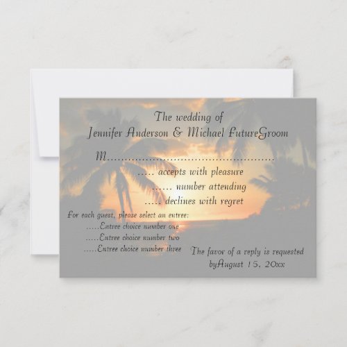 Hawaiian Sunset RSVP Wedding Invitation