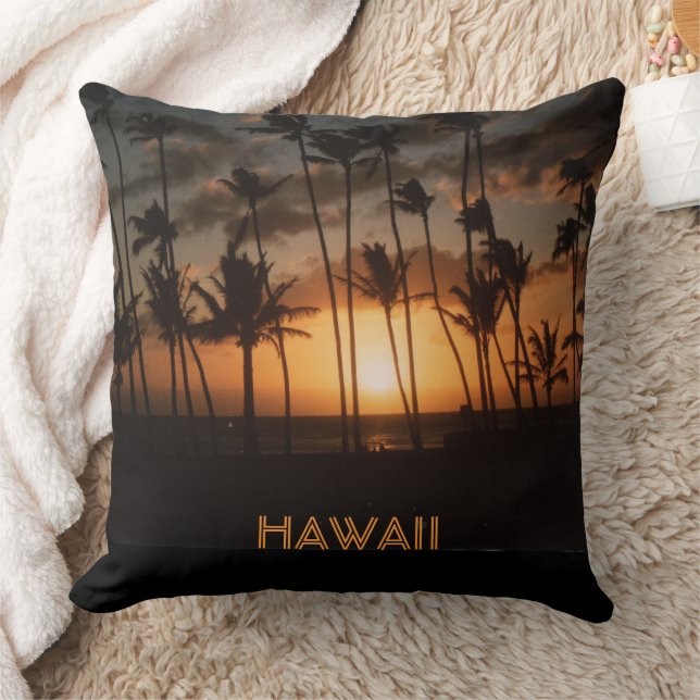 Hawaiian Sunset Throw Pillow (Blanket)