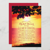 Hawaiian Sunset Tropical Tree Beach Bridal Shower Invitation (Front/Back)