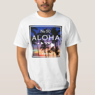 Hawaiian Sunset Vibes with Palm Trees Glow T-Shirt