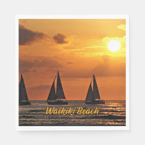 Hawaiian Sunset Waikiki Beach Napkins