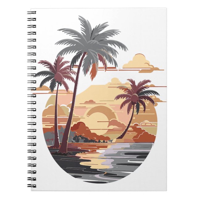 Hawaiian sunset with palm tree. notebook (Front)