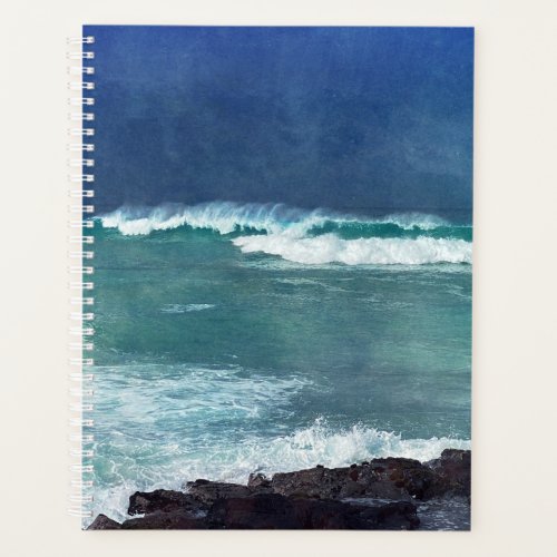 Hawaiian Surf Ocean Waves Aqua Teal Blue Lava Sea Planner