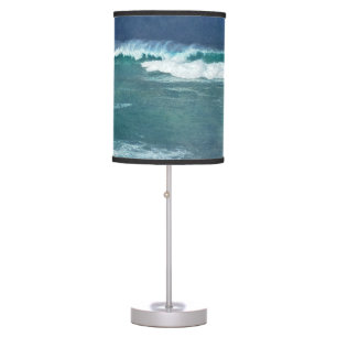 Hawaiian Surf Ocean Waves Aqua Teal Blue Lava Sea Table Lamp