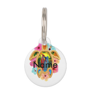 Hawaiian Surfboard Sunset Pet ID Tag