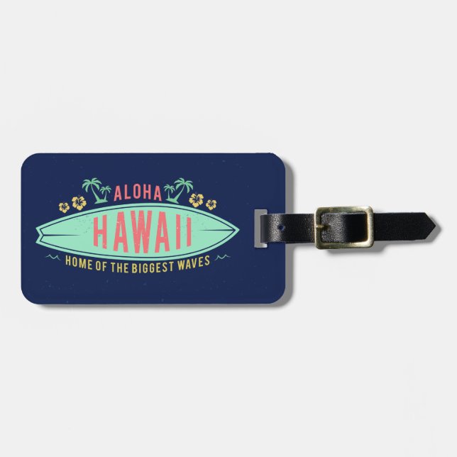 Hawaiian Surfer custom luggage tag (Front Horizontal)