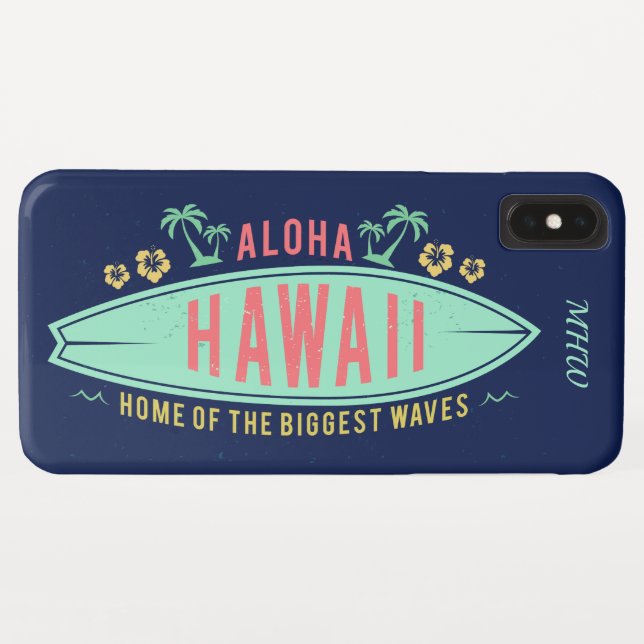 Hawaiian Surfer custom monogram phone cases (Back (Horizontal))
