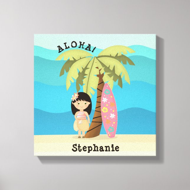 Hawaiian Surfer Girl Canvas Print (Front)