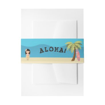 Hawaiian Surfer Girl Invitation Belly Band Hawaiian Surfer Girl Invitation Belly Band