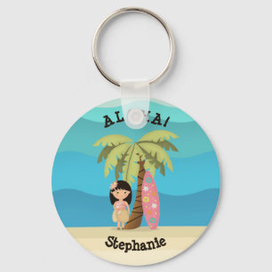 Hawaiian Surfer Girl Keychain
