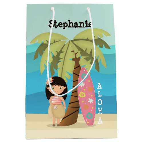Hawaiian Surfer Girl Medium Gift Bag