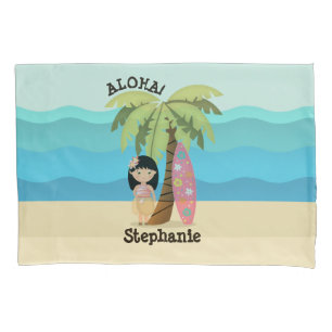 Hawaiian Surfer Girl Pillow Case