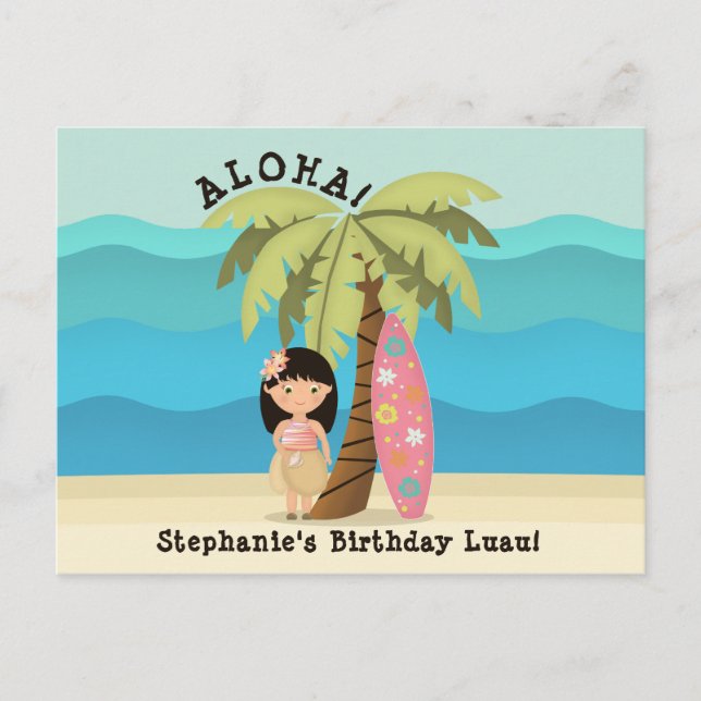 Hawaiian Surfer Girl Postcard (Front)