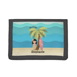 Hawaiian Surfer Girl Tri-fold Wallet