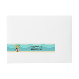 Hawaiian Surfer Girl Wrap Around Address Label