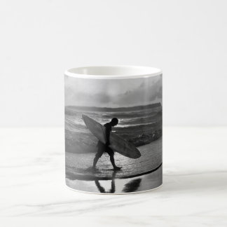 Hawaiian Surfer Heading Home, Black and White" Coffee Mug