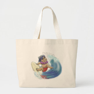hawaiian surfer large tote bag
