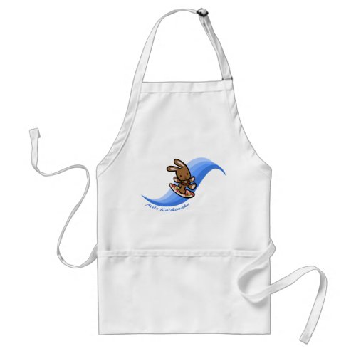 Hawaiian Surfing Bunny Holiday Blue Cartoon Band Adult Apron