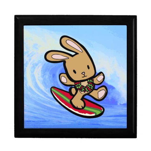 Hawaiian Surfing Bunny Holiday Cartoon Gift Box