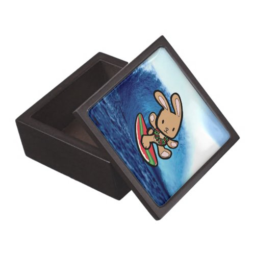 Hawaiian Surfing Bunny Holiday Cartoon Gift Box