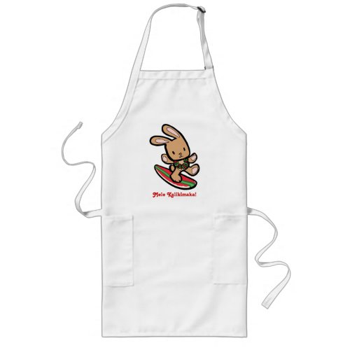 Hawaiian Surfing Bunny Holiday Cartoon Long Apron