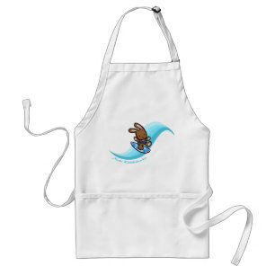 Hawaiian Surfing Bunny Holiday Turq Cartoon Adult Apron