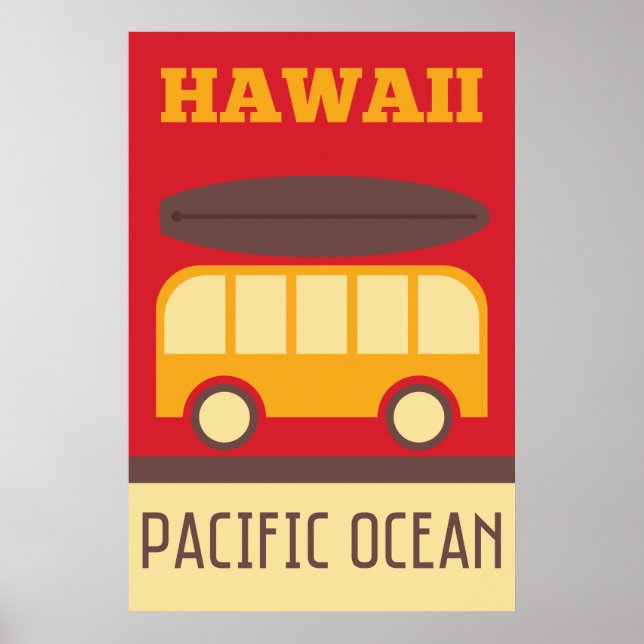 Hawaiian Surfing Bus Poster (Front)