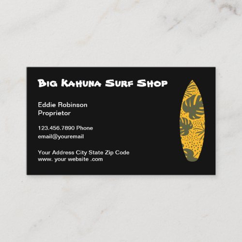 Hawaiian Surfing Shop Theme Business Card