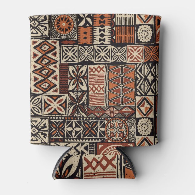Hawaiian Tapa: Tribal Patchwork Can Cooler (Front)