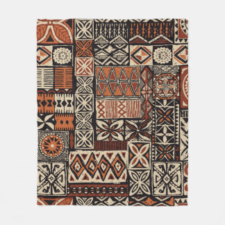 Hawaiian Tapa: Tribal Patchwork Fleece Blanket