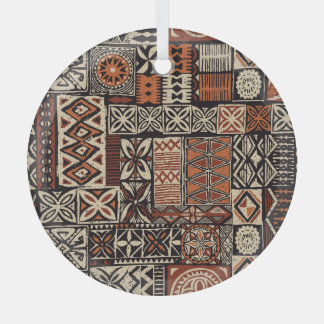 Hawaiian Tapa: Tribal Patchwork Glass Ornament