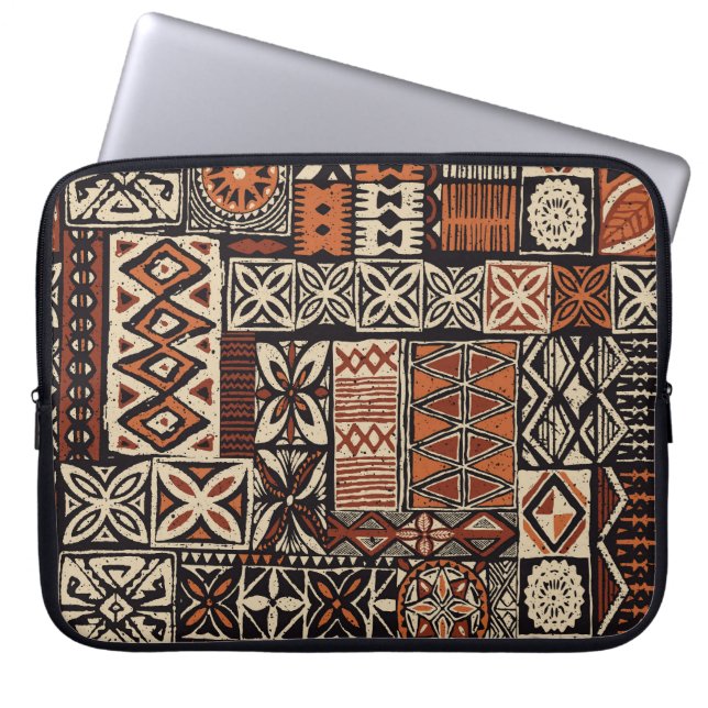 Hawaiian Tapa: Tribal Patchwork Laptop Sleeve (Front)