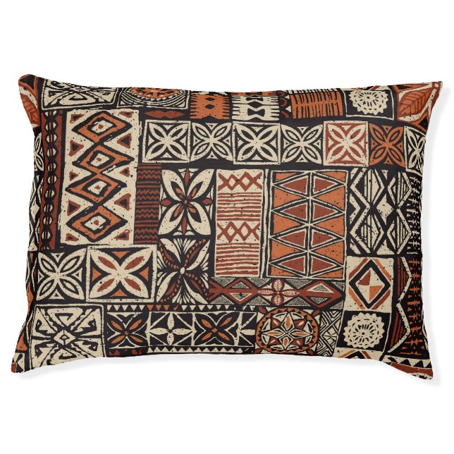 Hawaiian Tapa: Tribal Patchwork Pet Bed (Front)