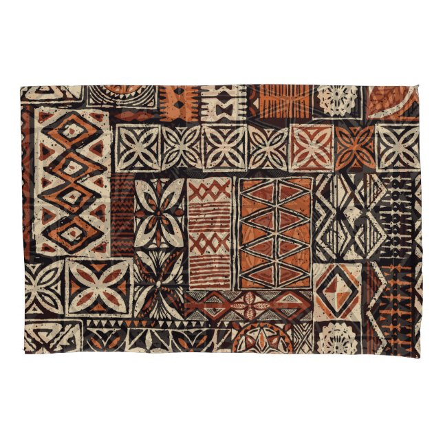Hawaiian Tapa: Tribal Patchwork Pillow Case (Front)
