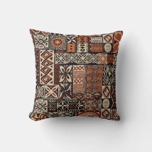 Hawaiian Tapa: Tribal Patchwork Throw Pillow