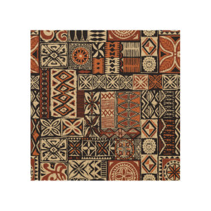 Hawaiian Tapa: Tribal Patchwork Wood Wall Art