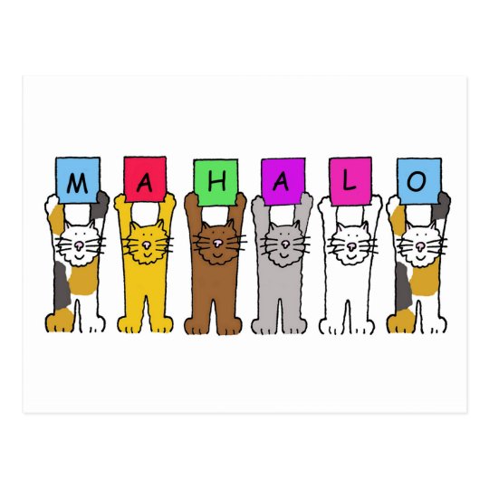 Hawaiian Thanks Mahalo Cartoon Cats Postcard Zazzle hawaiian-thanks-mahalo-cartoon-cats-postcard-zazzle