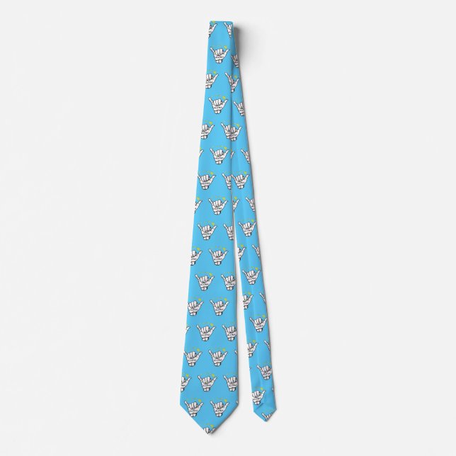 Hawaiian themed Hang Loose Aloha Shaka Neck Tie (Front)
