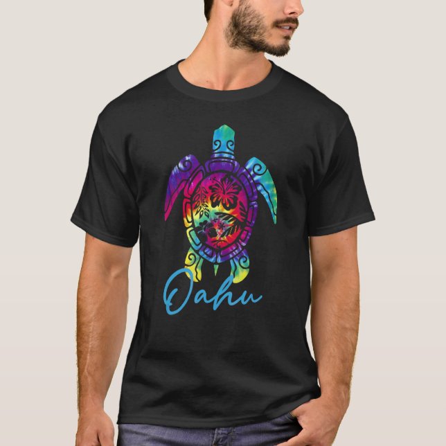 Hawaiian Tie Dye Sea Turtle Oahu Hawaii Vacation 2 T-Shirt (Front)