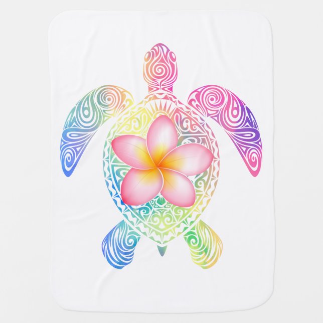 Hawaiian Tie Dye Sea Turtle T-shirt Baby Blanket (Front)