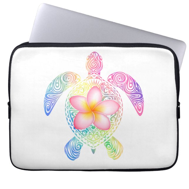 Hawaiian Tie Dye Sea Turtle T-shirt Laptop Sleeve (Front)