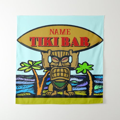 Hawaiian Tiki Bar add text Tapestry
