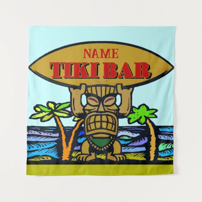 Hawaiian Tiki Bar, add text, Tapestry (Front)