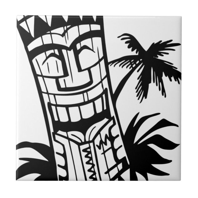 HAWAIIAN TIKI BAR ART CERAMIC TILE (Front)