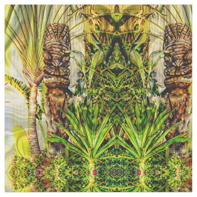 Hawaiian Tiki Fabric (Close Up)