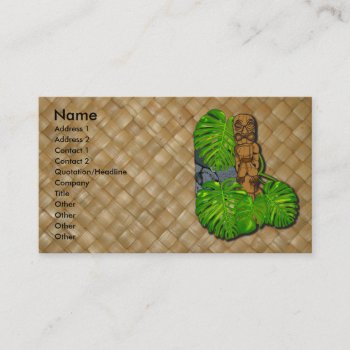 Hawaiian Tiki Lauhala Business Cards by MoonArtandDesigns at Zazzle