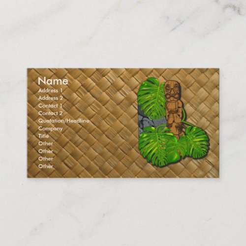 Hawaiian Tiki Lauhala Business Cards