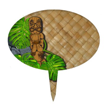Hawaiian Tiki Lauhala Cake Pick by MoonArtandDesigns at Zazzle