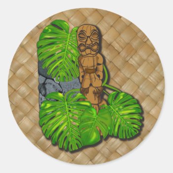 Hawaiian Tiki Lauhala Sticker by MoonArtandDesigns at Zazzle