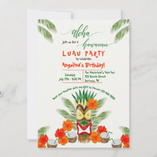 Hawaiian Tiki Luau Party Invitation